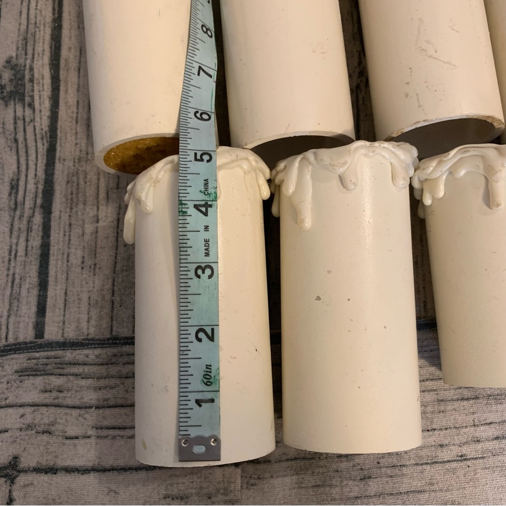 Lot of 9 Homemade PVC Faux Halloween Candles Rustic Drippy Look White Cemetery - Picture 11 of 13
